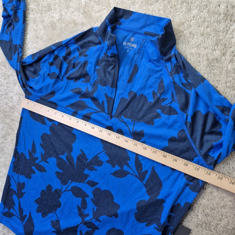 G/Fore Tonal Floral Luxe Top Mens Medium Blue 1/4 Zip Shirt Stretch Golf Outdoor - Picture 7 of 9
